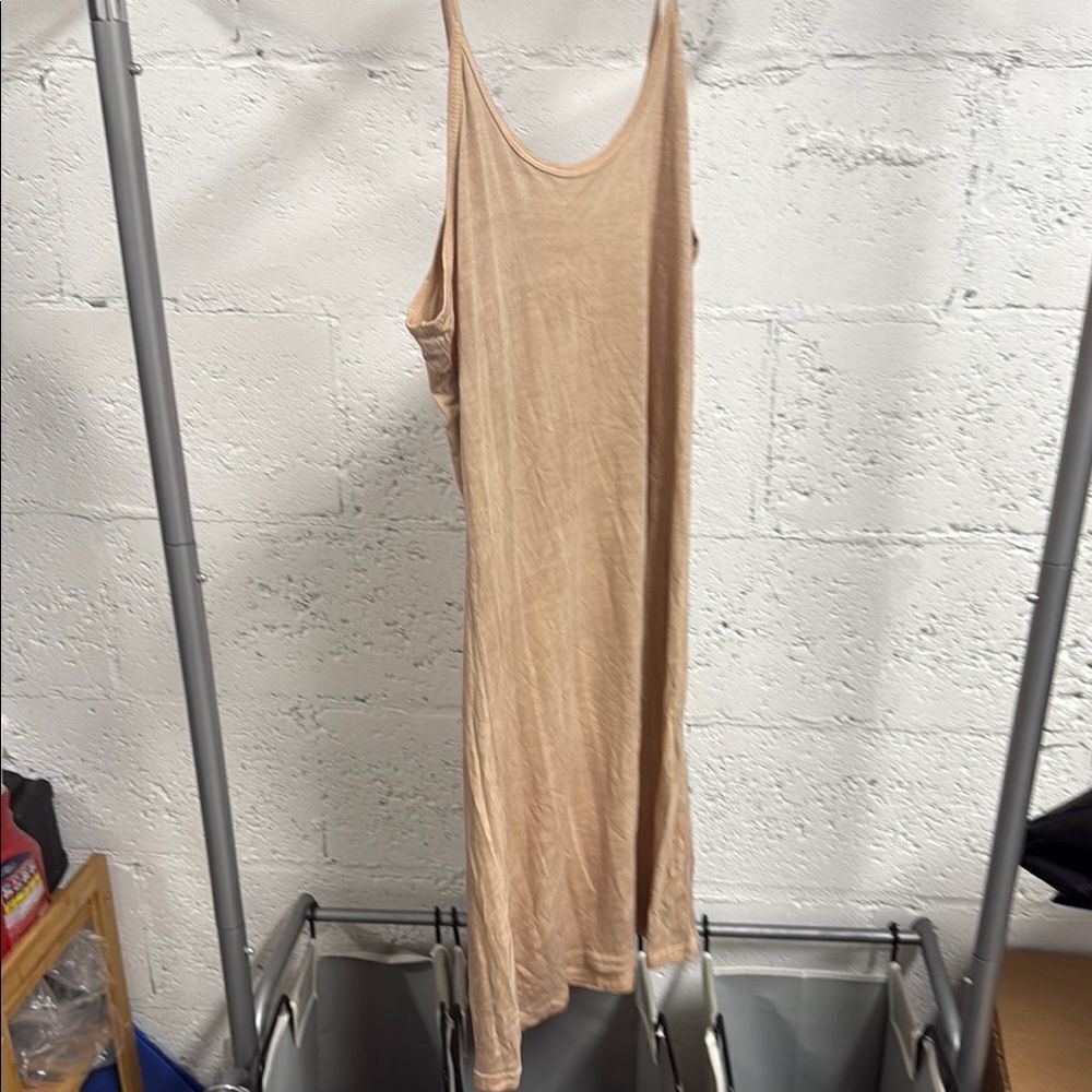 Beige Sleeveless Slip Spaghetti Strap Dress - Tan Adjustable Straps - NWOT